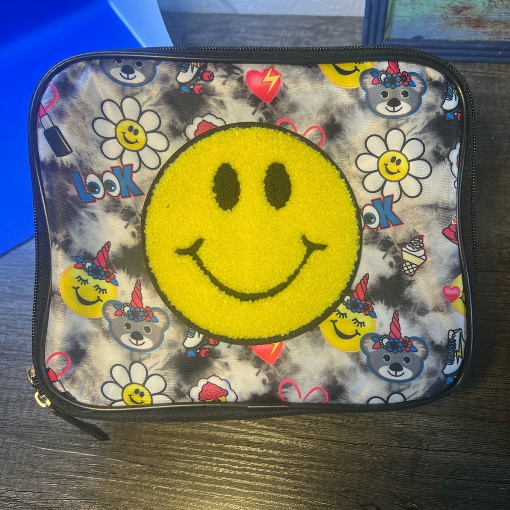 Smiley Face Kids Accessory Pouch - Yellow and Black